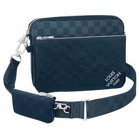 louis vuitton trio messenger blue|louis vuitton checkered messenger bag.